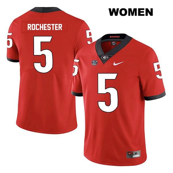 Georgia Bulldogs Women's Julian Rochester #5 NCAA Legend Authentic Red Nike Stitched College Football Jersey XVK0756XN